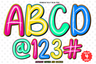 Vibrant Rainbow Dolly Neon Font for Creative Projects